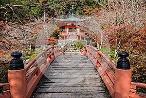 Daigo-ji temple with autumn color of maple trees in Kyoto, Japan