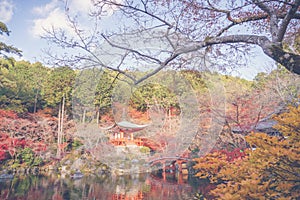 Daigo-ji temple in autumn, Kyoto, Japan ( Filtered image proces