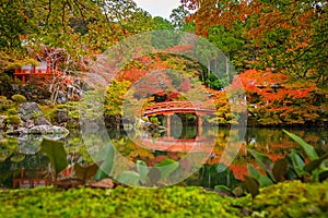 Daigo-ji temple with colorful maple trees in autumn