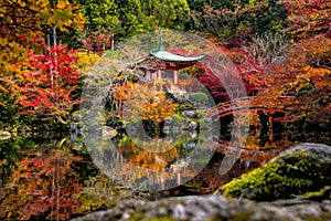 Daigo-ji temple with colorful maple trees in autumn in Kyoto