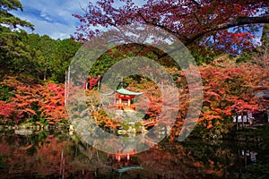 Daigoji pagoda in autumn colors, Kyoto