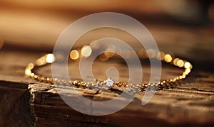 A dainty gold chain bracelet with a single sparkling diamond charm