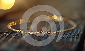 A dainty gold chain bracelet with a single sparkling diamond charm