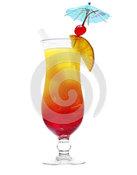 Daiquiri cocktail with fresh tropical fruit with clipping path