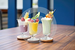 daiquiri trio sampler with different fruit flavors