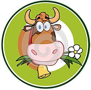 Dairy Cow Cartoon Logo Mascot Banner