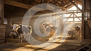 dairy cows in barn