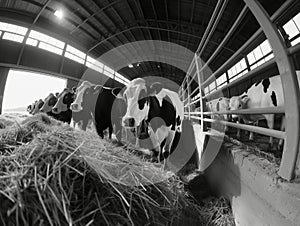 Dairy Cows Feeding in Barn