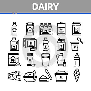 Dairy Drink And Food Collection Icons Set Vector