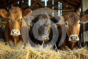 Dairy farm cows in a barn