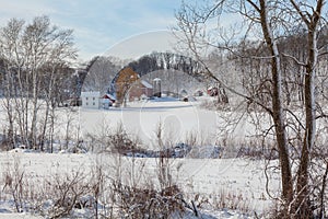 Dairy farm in fresh snow