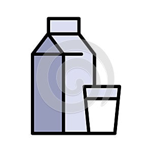 Dairy Farm Products Milk Pack Yogurt Sour Cream Minimal Flat. Milk icon or logo in modern simple style