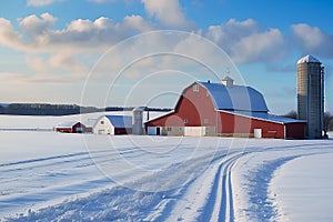 Dairy Farm in Winter Snow Wisconsin photo