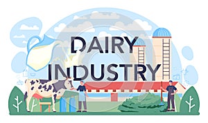 Dairy industry web banner or landing page set. Dairy natural