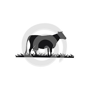 Dairy milk and grass vector logo simple
