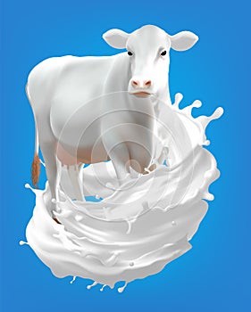 Dairy poster. Milk products ads placard decent 3d vector template