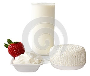 Dairy produce with strawberry