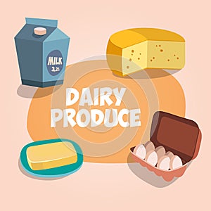 Dairy produce vector illustration