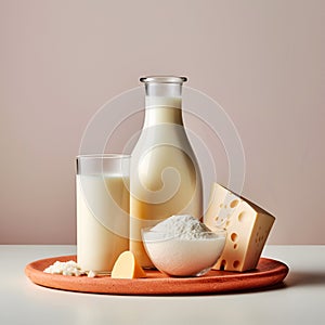 Dairy product on brown backgrounds