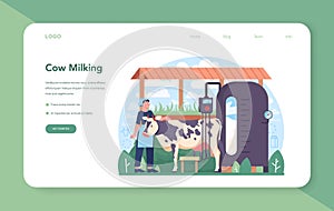 Dairy production industry web banner or landing page. Dairy natural