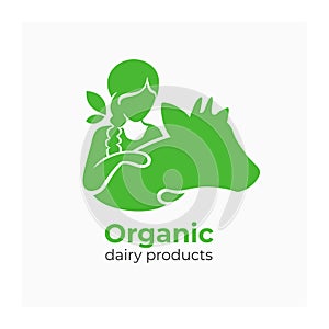 Dairy products icon. Label for milk farm company, bio market