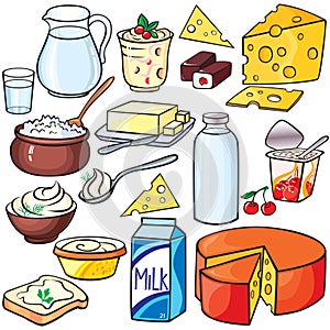 Dairy products icon set