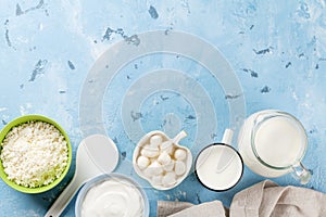 Dairy products on stone table