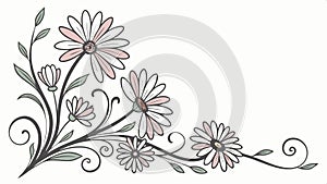 Daisy corner design vector, delicate floral frame and spring design vector design Generative AI