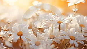 Daisy Delight: Warmly Glowing Freshly Picked White Petals AI Generated