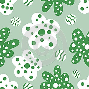 Daisy field. Simple chamomile flowers seamless pattern