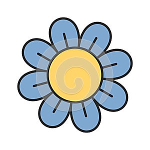 Daisy flower groovy comic style