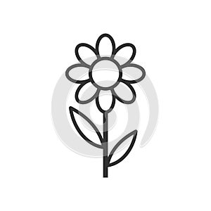 Daisy Flower Outline Flat Icon on White