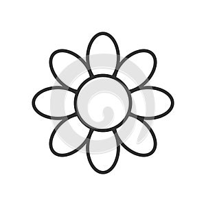 Daisy Flower Outline Icon on White photo