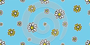 Daisy flower seamless pattern plant vector leaves garden forest tile background repeat wallpapergift wrapping paper doodle illustr