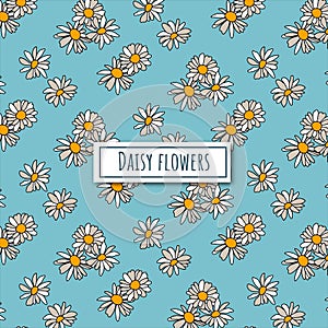 Daisy Flowers Seamless Pattern Background Vector Illustration