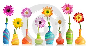 Daisy flowers in vases photo