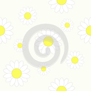 Daisy flowers on yellow background seamless