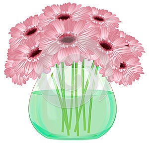Daisy gerbera flower bouquet in glass vase