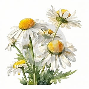 daisy illustration hand drawn painted watercolor, generative ai