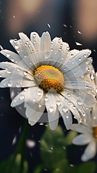 Daisy macro photo wallpaper dark blurred background