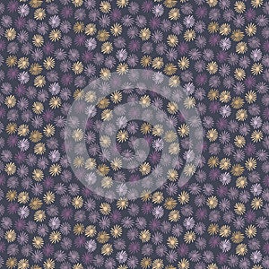 Daisy moody polka dot seamless pattern. Modern ditsy tiny all over print flower circle. Floral spotty dark fashion