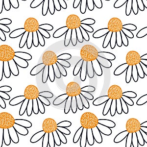 Daisy scandinavian style seamless pattern.