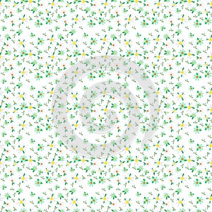 Daisy seamless pattern, White hand drawn daisies with leaves on blue background. Field of flowers vector illustration.