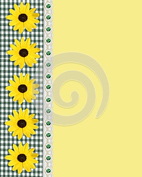 Daisy spring border green gingham