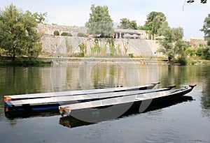 Dajak boats on the river Vrbas in Banja Luka photo