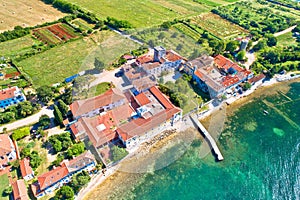 Dajla abandoned convent aerial panoramic coastline view