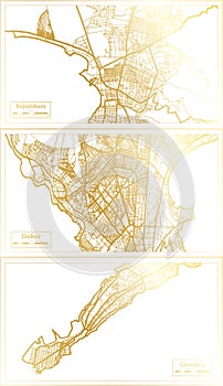 Dakar Senegal, Conakry Guinea and Bujumbura Burundi City Map Set