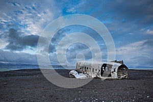 Dakota plane wreck on the wreck beach in Vik, Iceland