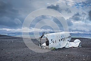 Dakota plane wreck on the wreck beach in Vik, Iceland