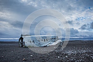 Dakota plane wreck on the wreck beach in Vik, Iceland